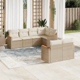vidaXL Set canapele de grădină, 7 piese, cu perne, bej, poliratan 3226142