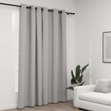 Perdea Opace Gri 290x245cm, Aspect P&acirc;nză, Ocheți, Poliester, vidaXL - Draperie Dormitor, Living, Birou
