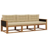 vidaXL Set de canapele de exterior cu pernă 3 pcs Natural și Bej 3382296