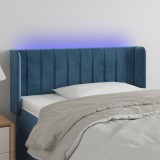 Cumpara ieftin Tăblie de pat cu LED, albastru &icirc;nchis, 103x16x78/88 cm, catifea