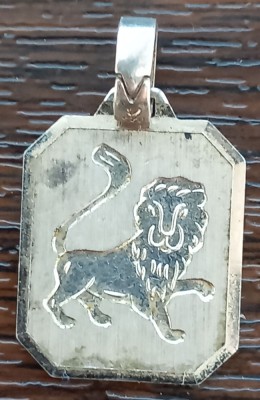 (59) PANDATIV DIN ARGINT, SEMN ZODIACAL - LEU, MARCAJ ARGINT 925, 2.16 GRAME foto