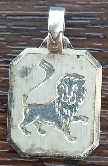 (59) PANDATIV DIN ARGINT, SEMN ZODIACAL - LEU, MARCAJ ARGINT 925, 2.16 GRAME