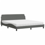 Cumpara ieftin Pat cu saltea, Dover, gri inchis, 180x200 cm, textil