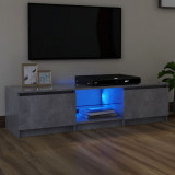 Comoda TV cu lumini LED, gri beton, 140x40x35,5 cm GartenMobel Dekor, vidaXL
