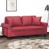 VidaXL Canapea cu 2 locuri cu pernuțe, roșu vin 140 cm piele ecologică 3200933