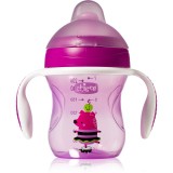Chicco Training Cup Purple cană pentru antrenament cu m&acirc;nere 6 m+ 200 ml
