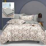 Lenjerie pat dublu,bumbac satinat,6 piese,cearceaf normal 230x250cm, cearceaf pilota 200x230cm, 2 fete de perna 50x70, 2 fete de perna 70x70-LEC19