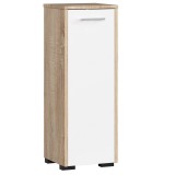 Dulap baie, placa laminata, 2 rafturi, alb si stejar Sonoma, 30x30x85 cm