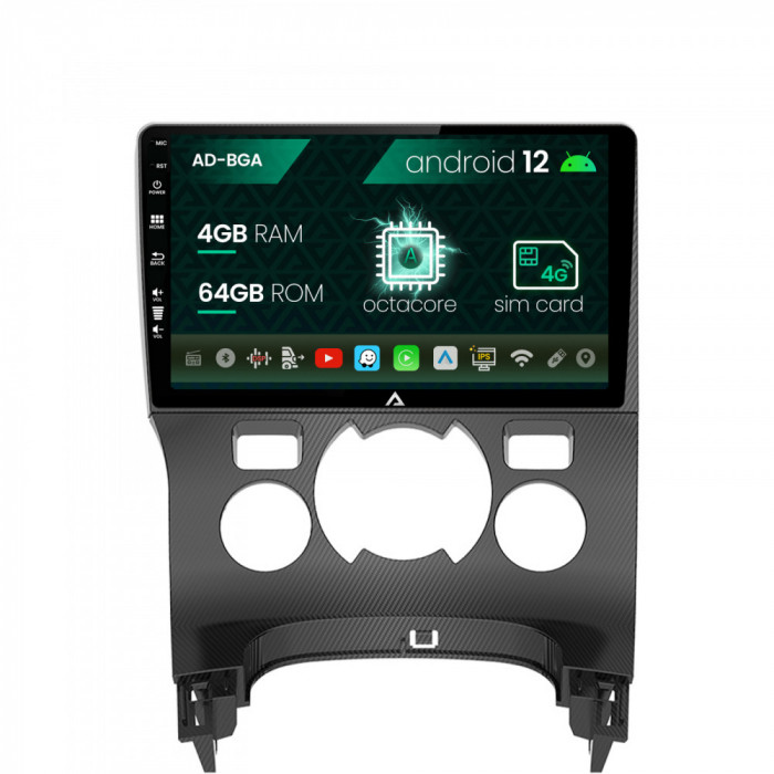 Navigatie Peugeot 3008 5008, Android 12, A-Octacore 4GB RAM + 64GB ROM, 9 Inch - AD-BGA9004+AD-BGRKIT259