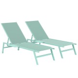 Outsunny Set 2 Șezlonguri cu Măsuță, Șezlonguri Grădină cu Spătar Reglabil. | Aosom Romania