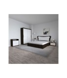 Dormitor Dante, 5 Piese, Pat Dante 160 X 200, 2Noptiere, Dulap fara oglinda, Comoda Mirela, Culoare Wenge/Alb