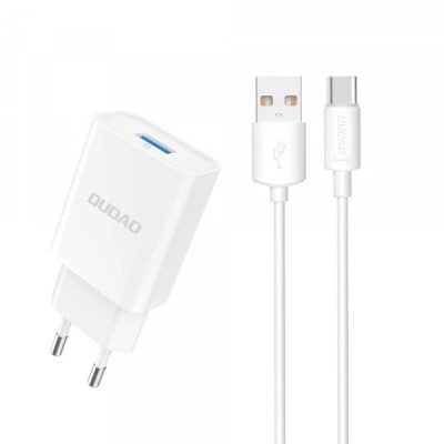 Incarcator Retea Cu Cablu USB-C Dudao A4EU, 10W, 2.1A, 1 x USB-A, Alb foto