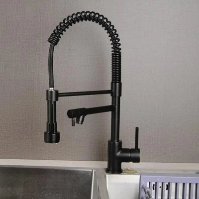 Baterie Bucatarie cu Dus Extractibil, Inox si Alama Negru, YD/202 ModernLight Concept foto