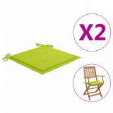 Perne scaun grădină, 2 buc., verde aprins, 40x40x3 cm, textil, vidaXL