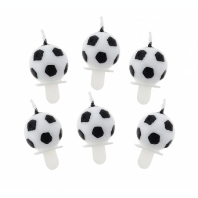 Set 6 lumanari tort, forma minge de fotbal cu suport foto