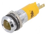 Lampă LED convexă galbenă 24VDC &Oslash;14mm