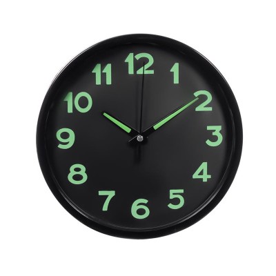 Ceas de perete, 20 cm, Negru, Cifrele lumineaza in intuneric, Plastic, ATU-087611 foto