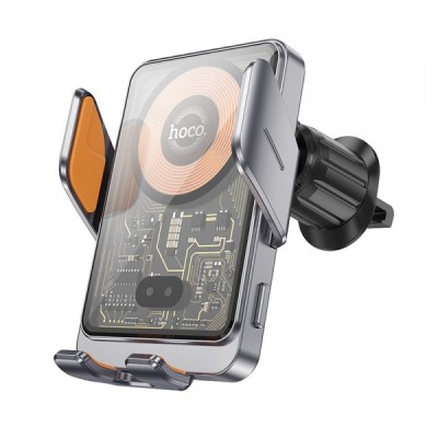 Incarcator Auto Wireless HOCO HW7, 15W, 1.67A, Negru foto