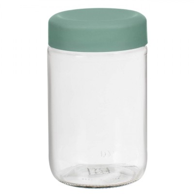 Borcan Depozitare Sticlă, Capacitate 660ml, Capac Verde Mentă, Transparent foto