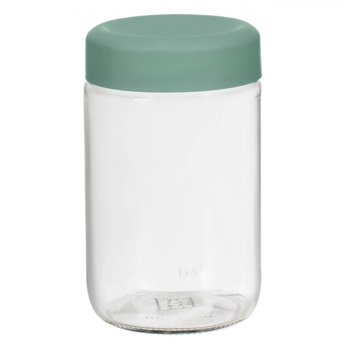 Borcan Depozitare Sticlă, Capacitate 660ml, Capac Verde Mentă, Transparent