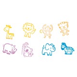 Set stampile din lemn cu tus - Animale Salbatice | Goki