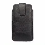 Techsuit - Belt Phone Case (BPC1) - from Premium Eco Leather, with Belt Holder, for Aprox. 6.1&nbsp;inch, Size S&nbsp;-&nbsp;Black