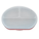 Farfurie compartimentata din silicon cu ventuza si capac Old Rose 6 luni+, 1 bucata, Appekids