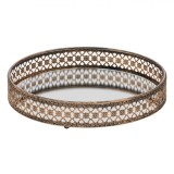 Suport pentru Lumanari, Fara Brand, Baza Oglinda, Margine Bronz, Diametru 30cm, Inaltime 4cm, Oem