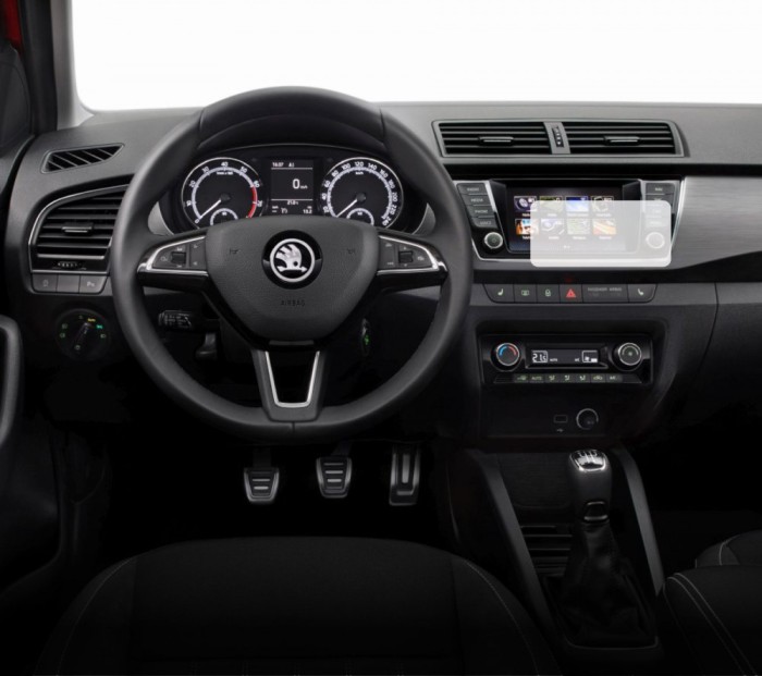 Folie Protectie Navigatie Skoda Fabia 2018-2021, Duragon, protectie Display Navigatie, silicon Transparent, Anti-zgarieturi, kit instalare