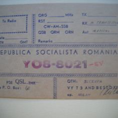 HOPCT 75208 SUCEAVA -RSR -CARTE POSTALA QSL RADIOAMATOR/RADIOAMATORI-CIRCULATA