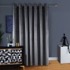Draperie din catifea cu inele negre, Madison, 250x245 cm, densitate 700 g/ml, Shadow, 1 buc