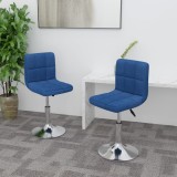 VidaXL Scaune de bucătărie pivotante, 2 buc., albastru, textil