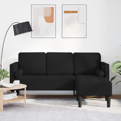 Gossi canapea l cu 3 locuri neagra 160 cm textil foto