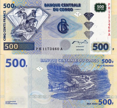 CONGO 500 francs 2002 UNC!!! foto