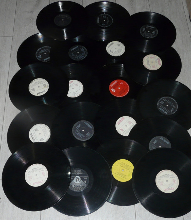 lot 12 vinil ornament alb si negru discuri mari,decor 12&quot;,pictat ceas,viniluri