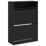 Cumpara ieftin Dulap de pantofi cu 2 sertare rabatabile, negru, 80x34x116 cm