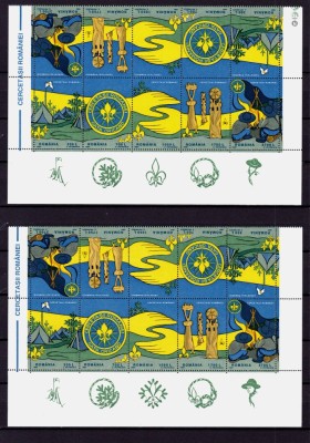 ✅RO 1997 ,LP 1442 b ,&amp;quot; Cercetasii Romaniei &amp;quot;, perechi de doua serii pereche in tete-beche , ambele tipuri de viniete, MNH foto