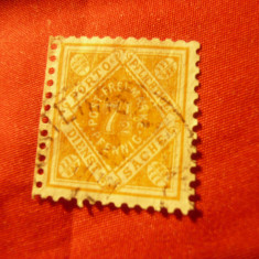 Timbru 1916- Cifra Wurtemberg Germania 7 1/2 pf.orange ,stampilat