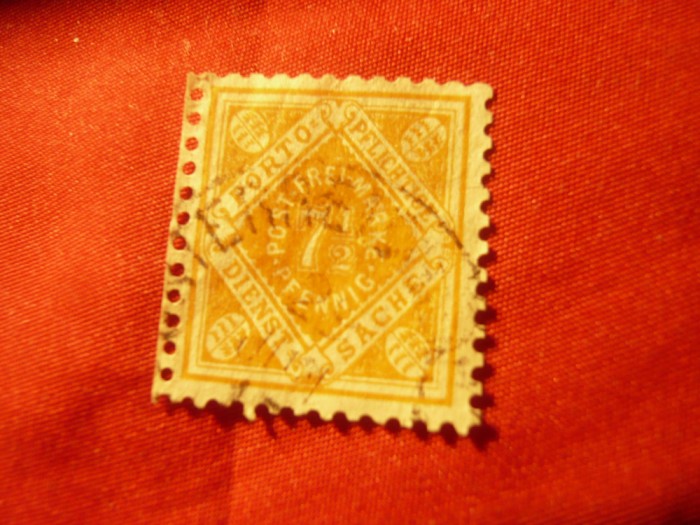 Timbru 1916- Cifra Wurtemberg Germania 7 1/2 pf.orange ,stampilat