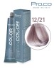 Vopsea de par profesionala PRO.COLOR 100 ml - Pro.Co - 12/21 BLOND PLATINAT IRISE CENUSIU
