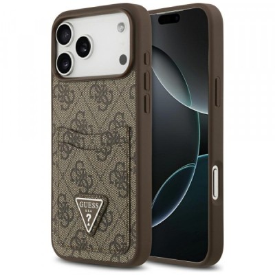 Husa pentru Apple iPhone 17 Pro Max, Guess, 4G Double Card Triangle, Maro foto