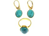 Set argint placat cu aur cu turcoaze 14x10 MM
