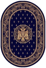 Covor Lotos Bisericesc 15032 Oval - 100x200, Albastru foto