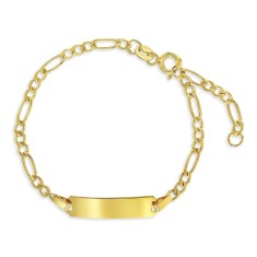 Bratara Aur 14K pentru Copii si Bebelusi, 0-10ani, model Figaro cu Placuta Gravabila / Personalizabila