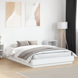 VidaXL Cadru de pat cu lumini LED, alb, 140x200 cm