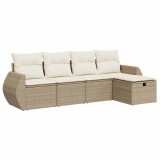 Cumpara ieftin Set canapele de gradina cu perne, 5 piese, bej, poliratan