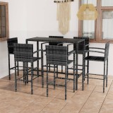 Set mobilier bar de gradina, 7 piese, gri, poliratan GartenMobel Dekor, vidaXL