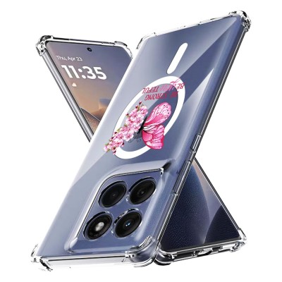 Husa antisoc pentru motorola edge 60 / edge 60 fusion - airbag magsafe, col&amp;Egrave;uri ranforsate- butterfly roz foto