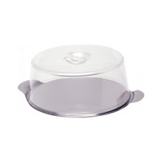 Suport / Platou tort cu capac plastic transparent, Hendi, tava rotunda inox cu manere, diam 300 mm x110 mm (H) foto