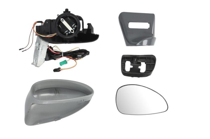 Oglinda exterioara Citroen C4 (La/Lc) 10.2004-12.2010 partea dreapta View Max albastra convex carcasa prevopsita grunduita reglare electrica cu incal